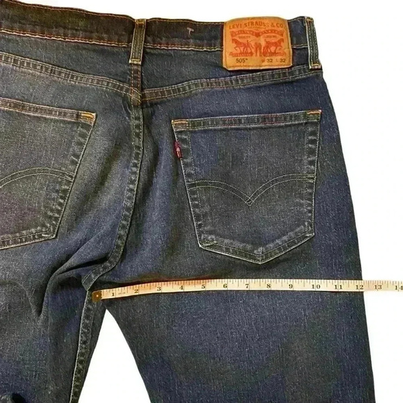 VGT LEVI'S 505 Strauss Men's Jeans Relaxed Straight Stonewash Denim Size W32 L32 - Picture 9 of 16